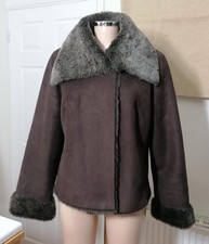 Wallis Size 16 Brown Coat Faux Fur Lining