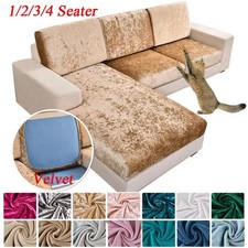 Crushed Velvet Sofa Seat Cushion Cover 1/2/3/4 Seater Couch Slipcover Protector