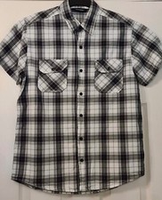 Urban spirit -Grey /black & white checked short sleeve shirt -size S