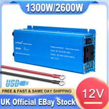 Pure Sine Wave Inverter 12V to AC 230V 1300W 2600W Caravan Converter Camp