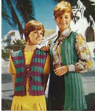 Vintage ladies long & short waistcoat crochet pattern double knit bust 32 - 38"