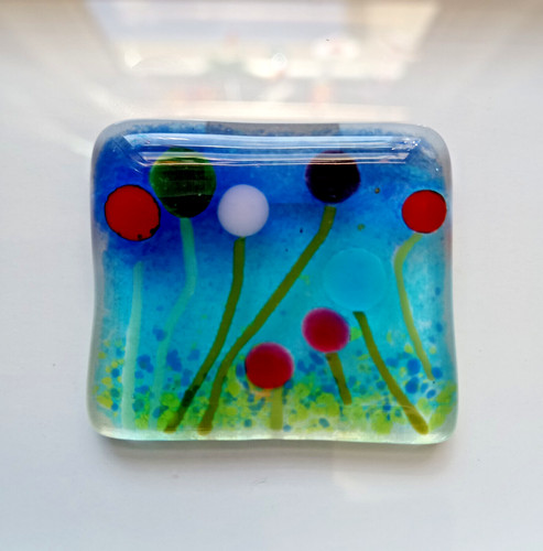 Framed fused glass wildflower - framed,