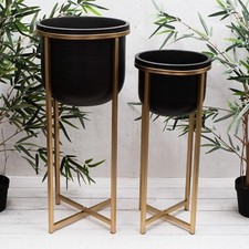 Large Black & Gold Metal Tall