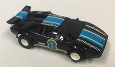 Vintage Formula Tyco Lamborghini Countach black #8 1/87 1/64 HO Scale Slot Car