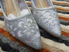 silver glitter ,sparkle, court shoes NWB 3/36