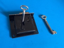 Vintage Till Lock Black Japanned 65mm X 56mm X 15mm + Two Keys.