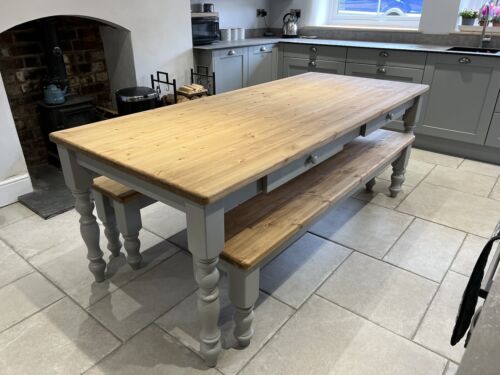 7ft farmhouse table - with, 1