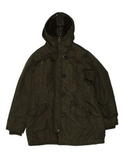 MISS SIXTY Womens Hooded Waxed Cotton Jacket UK 40 Large Green Nylon CD01