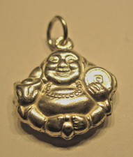 STERLING SILVER CHARM BRACELET CHARM  HOLLOW PUFFED HAPPY BUDDHA