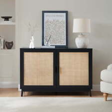 Dusk Isla Black & Rattan 2 Door Sideboard RRP £142