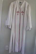 WHITE & RED MURPHY CLERIC BISHOP PRIEST ROBE sz 52 / 60 / 36 zip front