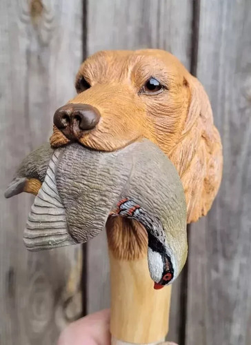 Wooden walking stick hand