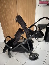 Cybex Gazelle S Double Pushchair Black 2 Seats & 2 Rain Covers 2 foot muffs 