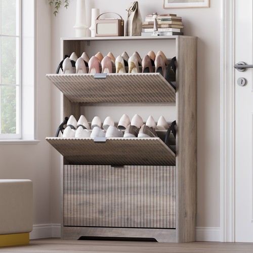 Fluted shoe cabinet storage - fluted,