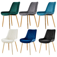 PESARO x2 Velvet Luxury Dining Chairs with Chrome SILVER/GOLD/BLACK Metal Legs