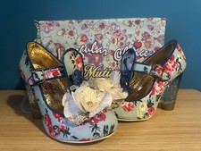 Irregular Choice Shoes Perspex Heels Can't Touch This Blue Floral Size 38/5