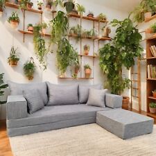 Bespoke Arabic MAJLIS Sofa | Bohemian Living Room Decor  | Linen CORNER Sofa Set