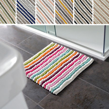 Striped Chunky Bobble Shower Mat 50 x 50cm - Luxury Microfibre Square Bath Mat