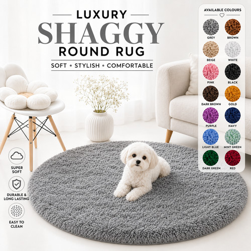 Circle round shaggy rug living - circle,