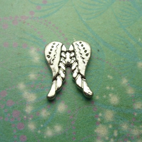 Angel wings silver big charm - silver,