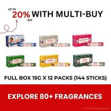 Satya Incense Sticks Nag Champa Joss Sticks Full Box 15g x 12 packs (144 sticks)