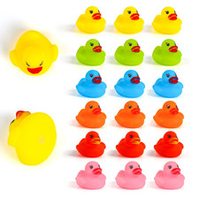 18pcs Rubber Ducky Bath Toy , Float and Squeak Mini Small Yellow Ducks Bathtub T