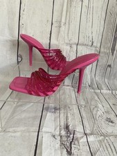 ZARA Pink Embellished Strappy Square Toe Mule Heels Uk 5