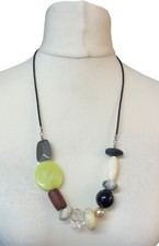 Women's Wallis Green Black Cream Beaded Costume Jewellery Necklace 