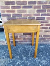 Vintage Solid Wood School Desk with Ink Well