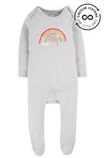Frugi Unisex Grey Babygrow - Easy Dressing Babygrow - Grey Marl/Sloth
