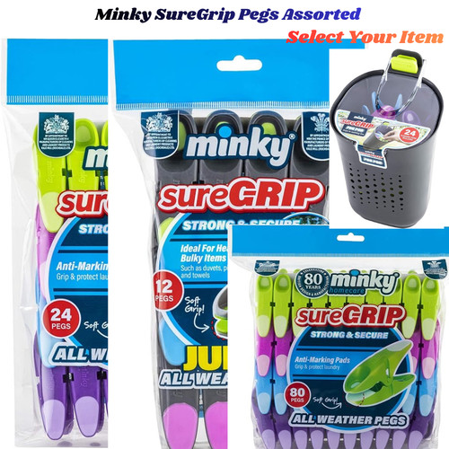 Minky suregrip pegs assorted - minky,