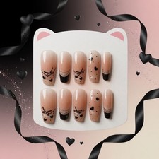 Black Bow Ombre Press On Nails