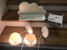 White Cloud Bundle - Vintage Pair of Skojig Ikea Lamps and Mamas & Papas Shelf