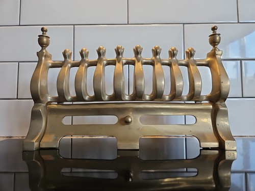 Vintage solid brass fire - brass, grate