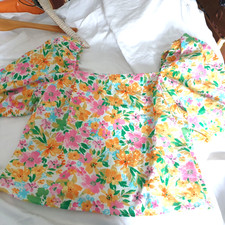 Primark Pink Green Bardot Top