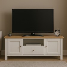 TV Stand Media Unit White Oak Cabinet Drawer Cupboards Modern Living Room
