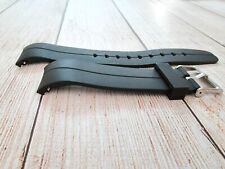 Curved End Watch Strap Band Divers Silicone Rubber Mens Sports 20mm 22mm Black