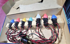 Vintage-SUPERIOR Christmas Lights 7 Light G E LAMPS Block GE Paint Inside C 7