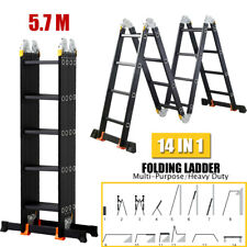 5.7M Multi Purpose Folding Aluminium Heavy Duty Ladder Adjustment 14 in 1