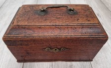 Wooden Old Box / Chest With Metal Handle Hinged Lid Dark Brown