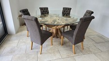 6ft Teak Root Glass Dining Table 6 Chairs