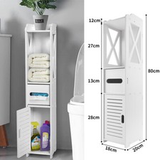 4 Tiers Modern Bathroom Cabinet Furniture Slim Shelf Unit Storage Cupboard 80CM