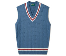 Alan Paine Mens 100% Cotton Cricket Slipover Jumper Sweater Cable Knit Airforce