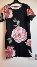 Boohoo black floral straight dress size 8