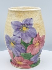 Edward Radford Pottery, Burslem vintage floral vase, hand signed by E Radford