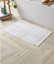 Homelife 100% Cotton Luxury Bath Mat 50x80cm Bathroom Rug Natural Stripe Bathmat