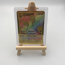 Pokemon Solid Metal Gold Cards Charizard Pikachu Vmax EX Mega Toploader Fan Art