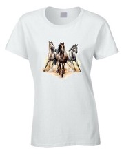 Horses Animal Lover Women's T-Shirt Riding Rider Equestrian Wild Painting Gift