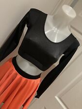 ORANGE/BLACK FESTIVAL RAVE ROCK&ROLL DANCE COSTUME + H/BAND – SIZE XS (UK4