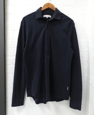 Orlebar Brown Navy Long Sleeved Collared Half Button Up Top Size XL (Hol)